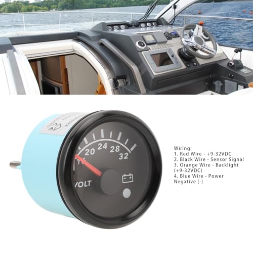 AOWINHIT 52mm Boat Gauge 7 Color Digital Display Fuel Water Level Water Temperature Meter Voltmeter with Alarm for Yacht RV Truck Motor - Thumbnail 6