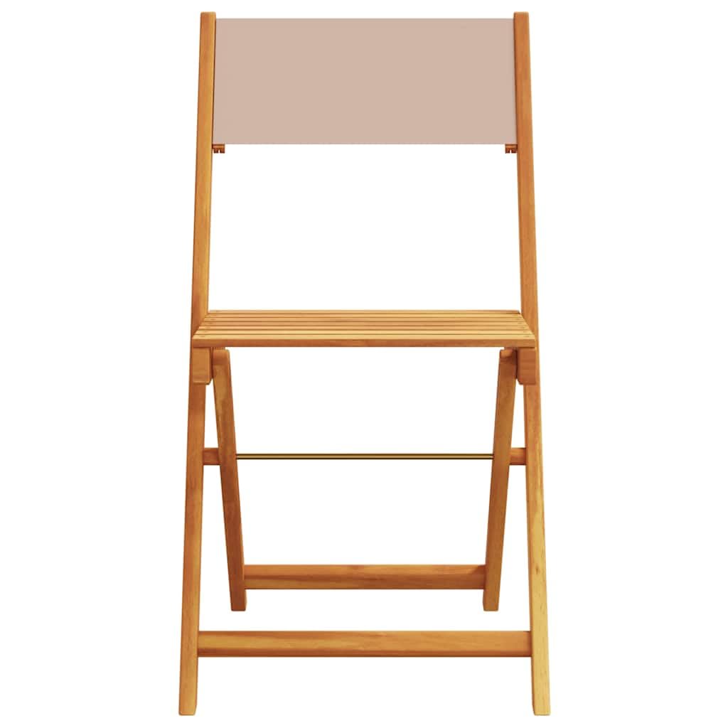 Ensemble Bistro 3 pièces Taupe en Bois Massif d'acacia et Tissu Polyester Pliant pour Balcon terrasse Jardin extérieur Repas détente Stable résistant