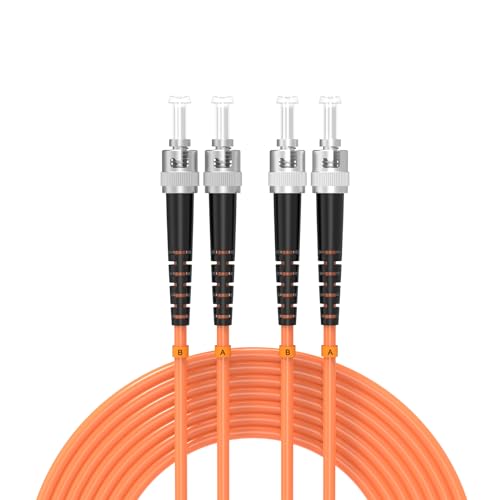 Buacoz 1Meter 4ft ST/UPC-ST/UPC Multi-Mode Fiber Optic Cable ST to ST OM1 Jumper Optical Patch Cord Duplex 62.5/125um Orange ST-ST
