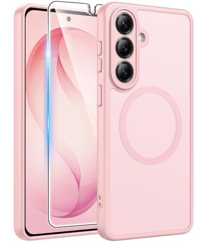 Image of FNTCASE for Samsung Galaxy S26+ Plus Case: [Fit for Magsafe] [Full Camera Protection + Screen Protector] Translucent Matte Military Grade - Shockproof Protective Phone Cover for S26 Plus - Pink