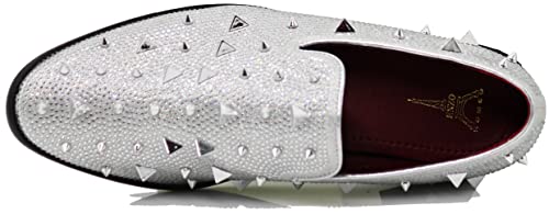 Image of SPK24 Men Vintage Spikes Sparkle Formal Tuxedo Stage Fashion Slip On Loafer Dress Shoes