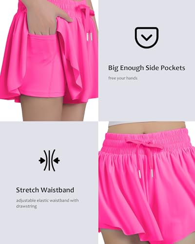 Image of HASMES Girls Butterfly Shorts Teen Flowy Athletic Shorts for Running Dance Cheer 5-14Y