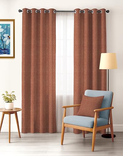 Image of Casableu Twillbone Digital Print 85% Blackout Curtains for Door /Window, Thermal Insulated, Tie Back, Wider Width 50 in, Eyelet Curtains for Living Room /Bedroom (Clay 7 ft Set of 2)