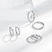 Gemsme 3 Pairs Surgical Stainless Steel Earrings Set, Hypoallergenic Huggie Hoop Earrings, Cubic Zirconia Cartilage Hoop Earring Cubic Zirconia for Women Men Cartilage Piercings(8mm/10mm/12mm)