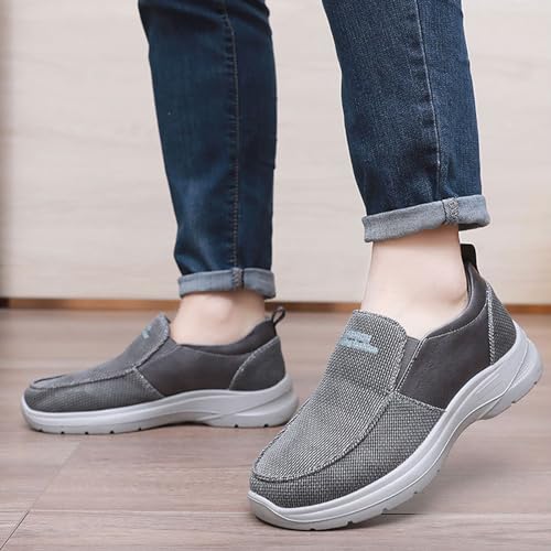 Mens Canvas Arch Support Walking Loafers Casual Lightweight Breathable Soft Sole Slip-on Orthopedic Hiking Sneakers Comfort Non-Slip Outdoor Casual Shoes 6