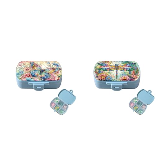 Image of ARTopet Diamond Art Painting Mini Storage Box with 6-Grid Creative Design Compact Portable Small Case for Purse Travel Daily (2Pcs)