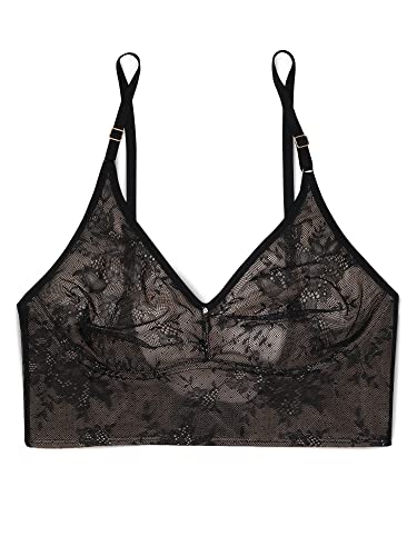 Smart & Sexy womens Smooth Lace Longline Bralette Bra, Black Hue (Smooth Lace), Medium US - Image 4