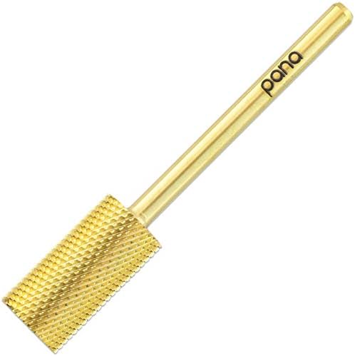 PANA Professional 3/32" Shank Size - Flat Top Large Barrel Gold Carbide Bit Fine Grit - Nail Drill Bit for Dremel Machine