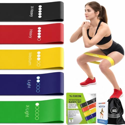 TechStone Resistance Bands Set &ndash; 5 Levels Loop Exercise Bands for Men & Women, Elastic Workout...