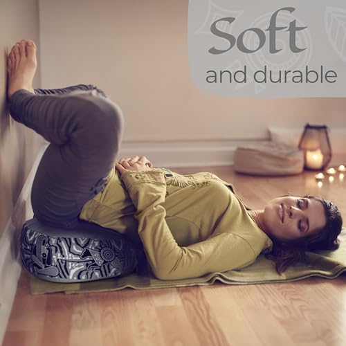 Zaveur Royal Court Zafu Meditation Cushion - 18" Round Yoga Bolster Pillow with 100% Cotton Filling and Canvas Cover - Premium Floor Pillow for Meditation - Yoga Cushion for Sitting on Floor - Gray by Zaveur - Used condition - Image 3