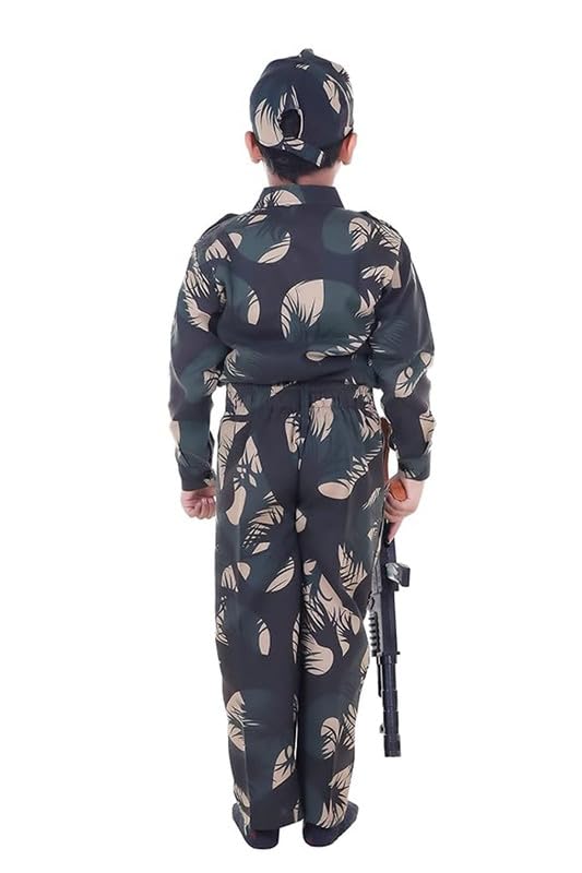 Image of Army Dress for Kids | Indian Military Soldier Fancy Dress Costume | Polyester Fabric | Army Uniform for Boys & Girls | School Fancy Dress, Role Play, Independence Day & Republic Day
