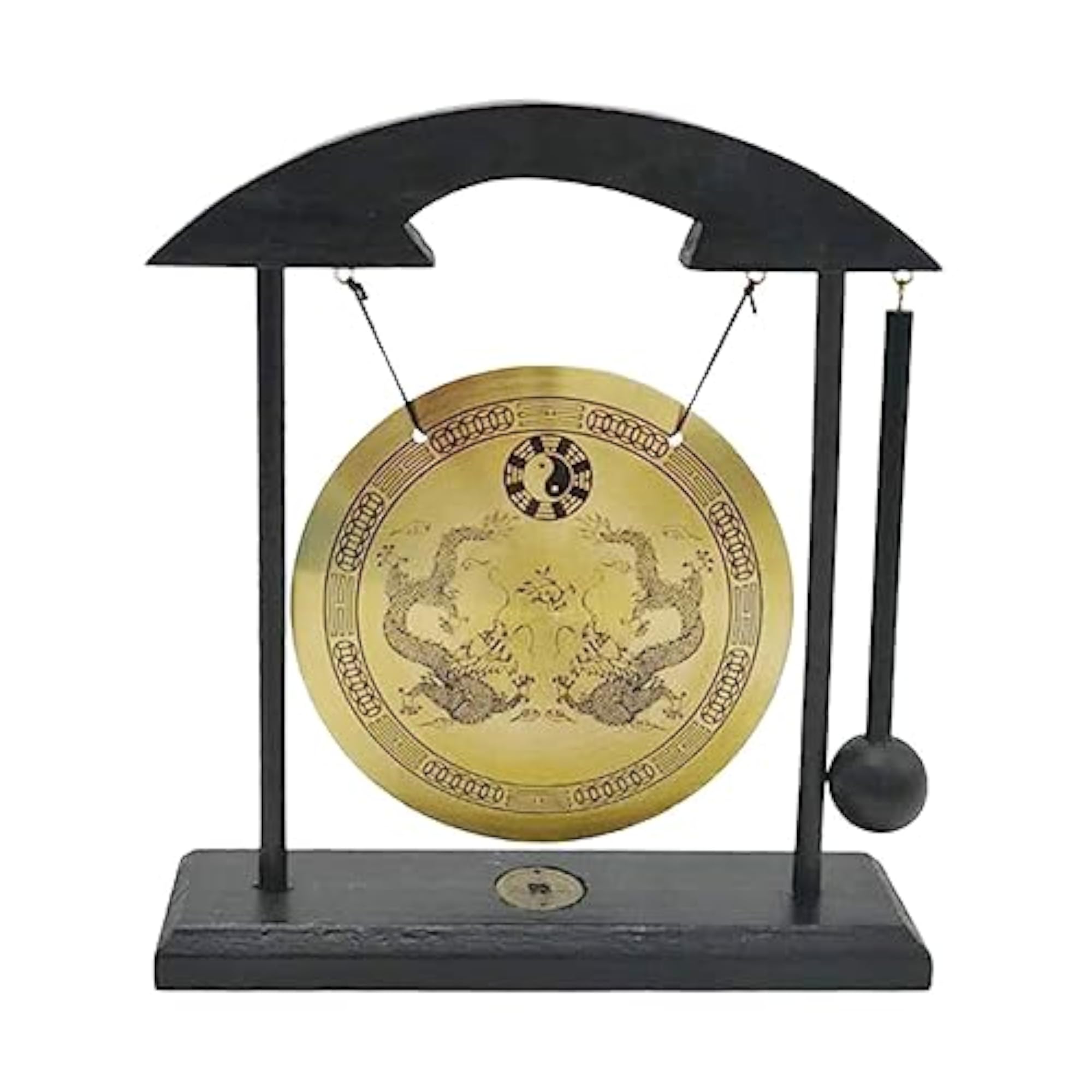 Mini Brass Gong Ornament for Office Desk Decoration