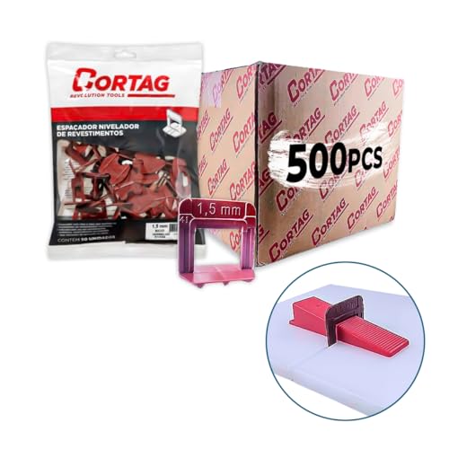 Espaçador Nivelador Eco C/500 Peças Vermelho Cortag Para Azulejo Cerâmica Piso Porcelanato Rejunte Profissional - (1.5MM | 62407)