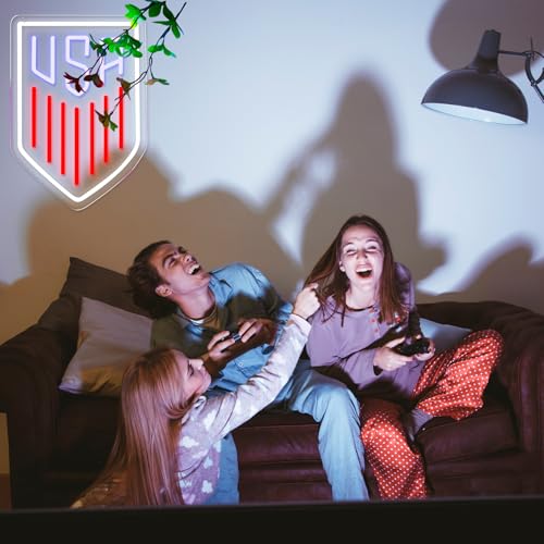Image of AHlove USA Neon Sign for Wall Decor,LED Neon Lights for Game Room、Man Cave,Birthday、Christmas Gifts for Teen Boys and Girls