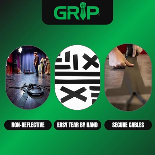 Image of GRIP Premium Grade Non-Reflective Gaffer Tape | Heavy Duty, Matte Black, Residue-Free, Ideal for Photography, Stage, Film, Cable Management, Floors (1, Black, 2 inch x 32 Yards)