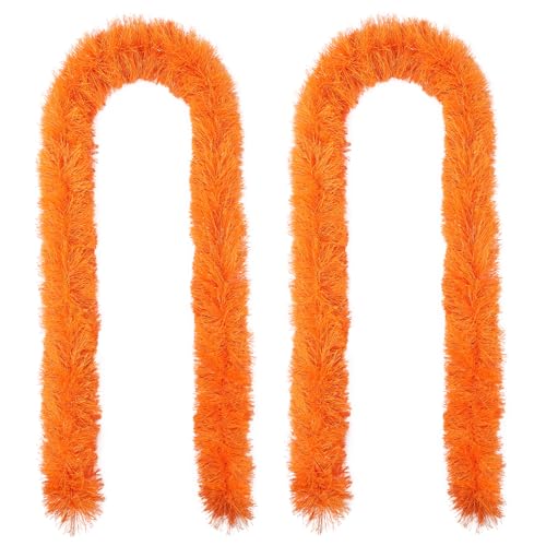 Feathers Boas Artificial Fluffy Boas 5 Ft Decoration for DIY Crafts Wedding Costume Christmas Party Supplies (Orange 2PCS)
