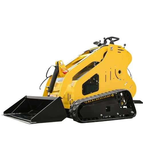 Mini Skid Steer Loader Mounted On Skid Steer Tracks With Accessory Buckets For Construction Sites(Yellow)