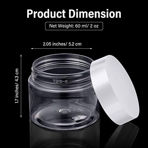 Image of Patelai 4 Pcs Plastic Jars Wide Mouth with Lids,2 Ounce,White | Travel Size for Creams Oils, Clear Round Storage Cosmetics Containers, Leak Proof Screw on Lids for Makeup Beauty DIY