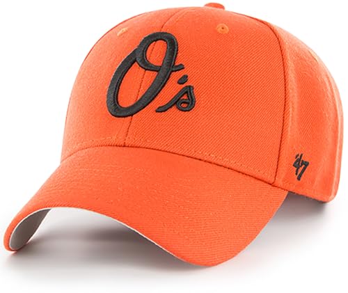 47 Brand MLB Alternate Color Primary Logo MVP Adjustable Structure Baseball Cap Hat, Adult One Size Fits All - Baltimore Orioles Orange