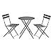 [en.casa] Set da Bistrot Composto di 1 Tavolo Rotondo e 2 Sedie Set Mobili Pieghevoli da Giardino/Balcone/Pub/Bar - Grigio Scuro