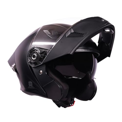 Image of Royal Enfield Stealth Modular Helmet with A Free Visor | ISI & DOT Certified | HIGH IMAPACT Grade ABS & Fiberglass | Internal Fabric- POLYGEINE | HIGH Density EPS Liner MATT Black (XL) 62CM