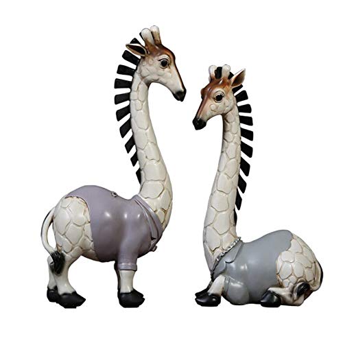 LUYIYI Girafe Résine Sculpture, Etude rétro décorations, Cadeaux Couple, Art de la Vie