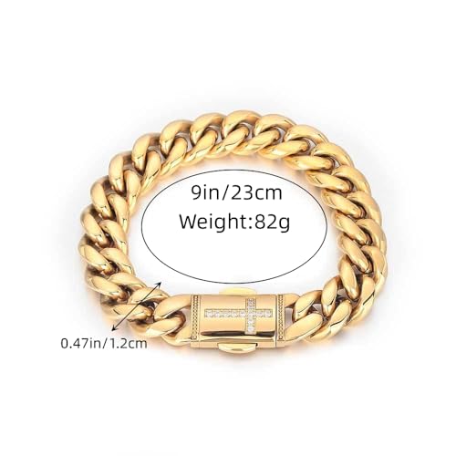 18K Gold Cuban Men's Chain Cross Bracelet West Coast Hip Hop Bracelet Men's Gift for Father, Brother, and Friend2