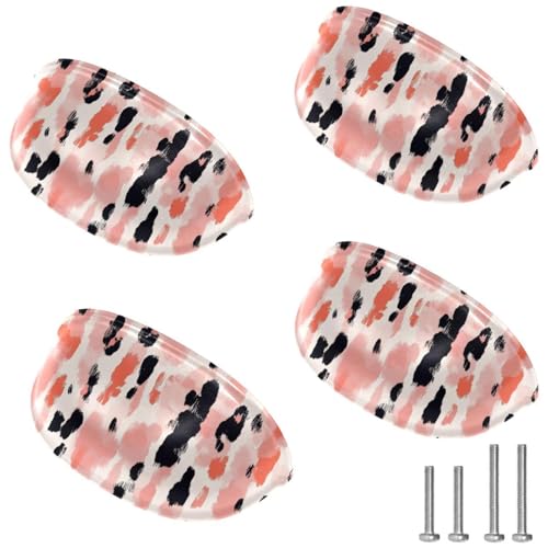 RODAILYCAY 4 Uchwyty do Szuflad Różowe Lamparta