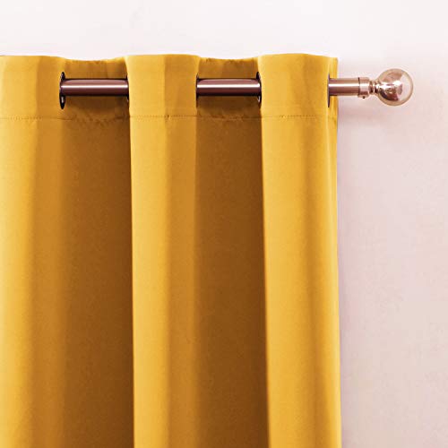 Image of LEMOMO Blackout Curtains 66 x 95 inch /Yellow Curtains Set of 2 Panels /Thermal Insulated Room Darkening Bedroom Curtains