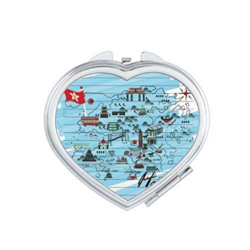 Hong Kong Local Map Art Deco Gift Fashion Mirror Travel Magnification Portable Handheld Pocket Makeup image 2
