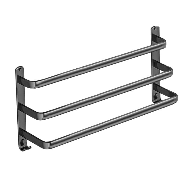 Black Towel Rail Wall Mounted 1-Tier, 2-Tier, 3-Tier Towel Rack, Aluminium Towel Shelves, Towel Bar Towel Storage 2 Installation Methods Towel Holder Bathroom (30-80cm) (Triple Rails, 700)