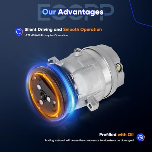 Image of ECCPP AC Compressor Direct Fit for Pontiac Grand Prix V6 3.1L 1997-2001 | for Chevrolet Monte Carlo V6 3.4L 2000 57972,58972 Fast Cooling AC Compressor with Clutch Low Vibration Fuel Efficient