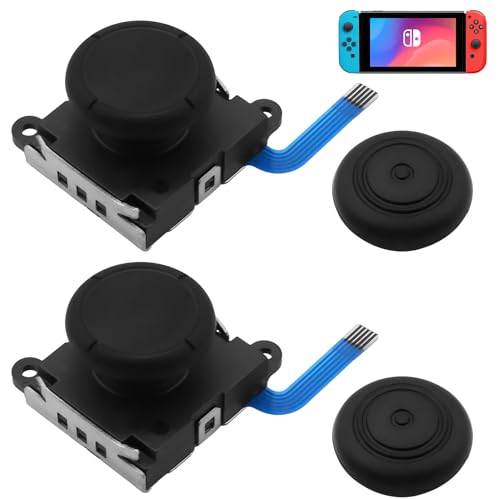 EceoThsy Analogico Joystick 3D per NS Compatibilità, Sostituzione per Joystick Sinistro e Destro + 2 Coperture per Joystick (2PCS) con Design Ergonomico e Adesione Ottimale, joystick switch