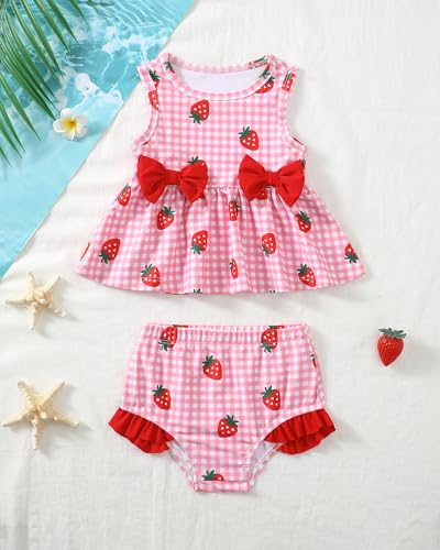 Image of Toddler Girl Swimsuit Baby Girl Bathing Suit Long Sleeve Floral Zipper One-Piece Rash Guard Swimsuit with Hat