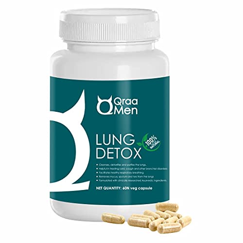 Qraa Men Lung Detox Capsules for Men I Cleanses, detoxifies and restores the lungs against mucus, sputum and tars I 100% ayurvedic ingredients I 60 Veg Capsules Qraa Men Lung Detox Capsules for Men I Cleanses, detoxifies and restores the lungs against mucus, sputum and tars I 100% ayurvedic ingredients I 60 Veg Capsules
