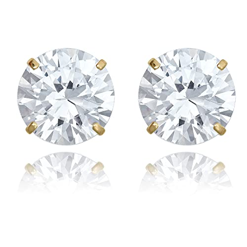 AVORA 10K Yellow Gold 10mm Round Simulated Diamond CZ Stud