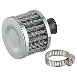 Yhenlovtt 12 mm runder Kurbelgehäuseentlüftungsöl-Luftfilter, hocheffiziente Metallkonstruktion für verbesserte Luftzirkulation und Staubbeständigkeit, geeignet für Autos, silberfarben