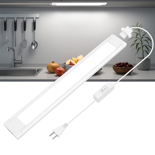 maylit Under Cabinet Lighting Plug in, 14 Inch Linkable Ultra Bright LED Light Bar, Renter Friendly Lamp, Wired Indoor L - Detailed View