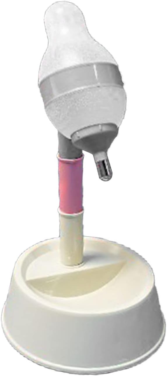 Tnfeeon Pet Standing Water Dispenser, Height Adjustable Cat Dog Standing Bowl with Detachable Pole Automatically Feeding Water (Beige Bottom)