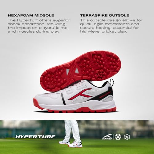 Image of Hundred HyperTurf Cricket Shoes | TerraSpike Rubber Studs Men | Embedded Support Plate for Stability | Lightweight & Durable | Ideal for Turf, Ground & Hard Surfaces