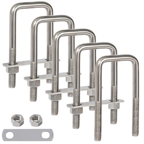Image of LIONMAX U Bolts 2 Inch Wide, 5 Pack, 1 /2 inch D x 2-1 /16 inch W x 4-3 /4 inch L, M12
