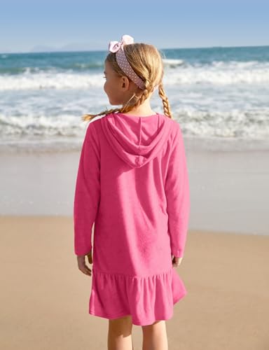 Image of BesserBay Girl's Ruffle Bathrobe Beach Button Down Hooded Terry Cover Ups 3-14 Years