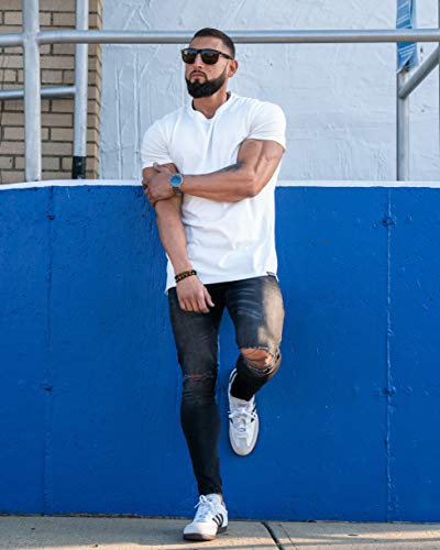 YoungLA Mens Minimalist Fitted T-Shirts | Long Drop Cut Tee | Workout Gym 4112