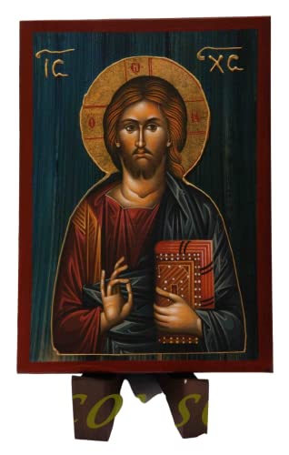 Icône en bois fait main de Jésus Christ pour votre coin de prière orthodoxe