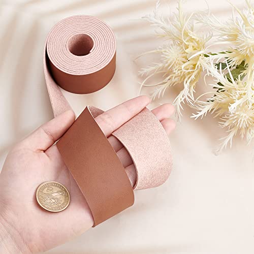 GORGECRAFT Full Grain Leather Straps 1.5 Inches Wide 78 Inches Long Single Sided PU Leather Strip for DIY Crafts Projects Clothing Jewelry Wrapping Making Bag Strap Handles(Brown - Image 3