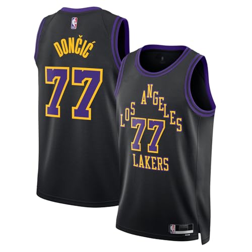 Outerstuff Luka Doncic Los Angeles Lakers NBA Kids Youth Black City Edition Swingman Jersey (US Numeric 14 16 Regular Black)