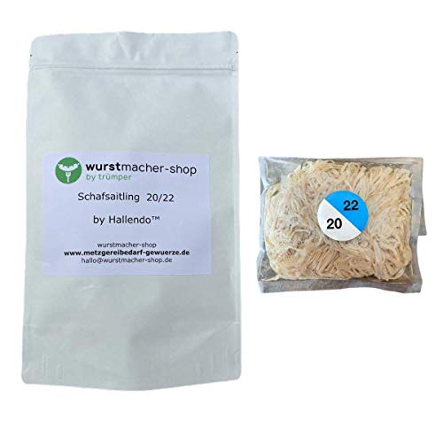 Schafsaitling Saitling AB - 45 Meter füllfertig im Beutel - Naturdarm Schafsdarm Schafsaitlinge (Kaliber 20/22 1AB | 45 Meter) | HALLENDO® Cover