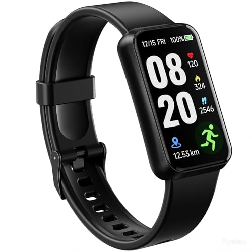 pixtlcoe Fitness Trackers,1,47' OLED Display,5ATM IP68 Wasserdicht Fitnessuhr Armband, Aktivitätstracker mit 24h Herzfrequenz, Schlaf, Schrittzähler Smartband Herren Damen Uhr Sportuhr (Schwarz)