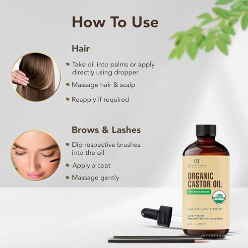 Botanic Hearth Rizinusöl 100% Rein Bio Haar- & Wimpernpflege 118 ml – Ansicht 5