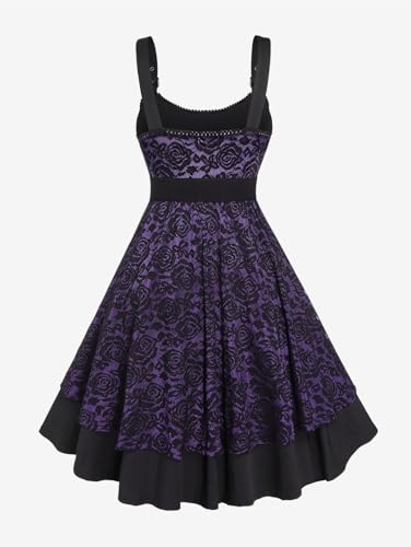 Image of Rosegal Women Plus Size Retro Lace Belt Party Cocktail Dress